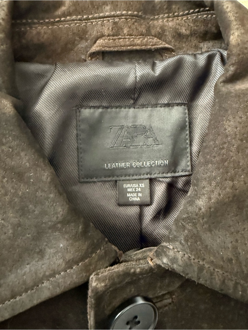 Zara Oversized Suede Leather Jacket Dark Brown “Rust” XS NWOT - Picture 3 of 11